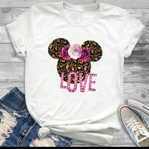 Love  Mickey/Minnie Mouse leopard print tshirt